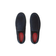 Tommy Hilfiger Mocassins à enfiler en daim bleu pour homme, avec extérieur bleu marine et doublure intérieure rouge