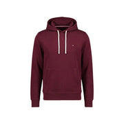 Sweat à capuche bordeaux Tommy Hilfiger pour homme, en mélange de coton, avec cordons de serrage blancs et logo sur la poitrine