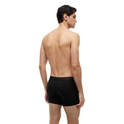 Black calvin klein boxer briefs with a smooth form-fitting design shown from the back in tommy hilfiger black organic cotton