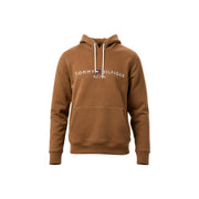 Tommy Hilfiger Sweat à capuche marron en coton pour homme, avec cordons de serrage blancs et poche avant, idéal pour une tenue décontractée.