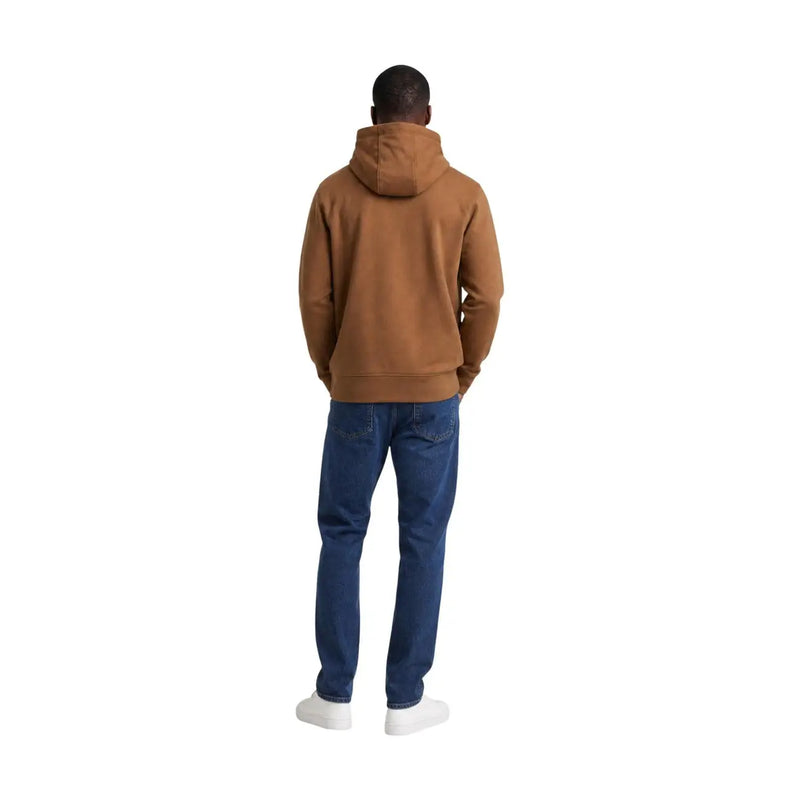 Tommy Hilfiger Sweat à capuche marron pour homme en coton, couleur beige, coupe décontractée et poignets côtelés.