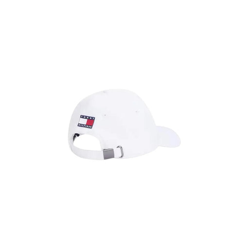 Casquette Tommy Hilfiger blanche pour homme, ornée d'un écusson logo classique et d'une sangle ajustable, en polyester (réplique).