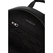 Tommy Hilfiger Sac à dos homme Central en cuir texturé noir et polyuréthane avec fermeture éclair argentée, 45 cm