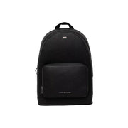 Sac à dos Tommy Hilfiger pour homme, modèle Central, en cuir texturé noir, avec poche avant zippée et logo discret de la marque.