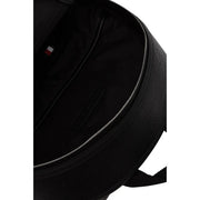Tommy Hilfiger Sac à dos homme Central en polyuréthane noir texturé avec fermeture éclair argentée discrète et petite étiquette de marque à l'intérieur