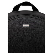 Tommy Hilfiger Sac à dos homme Central en cuir noir texturé avec écusson logo argenté à rayures rouges et blanches