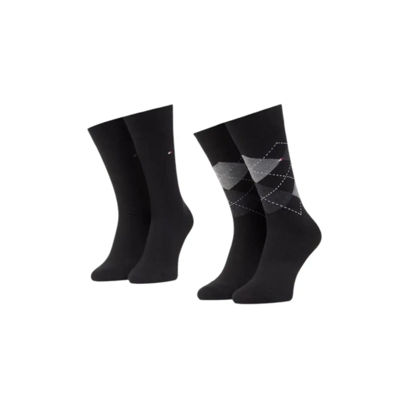 Tommy hilfiger men cotton underwear black checked slip with black crew socks solid and gray argyle pattern