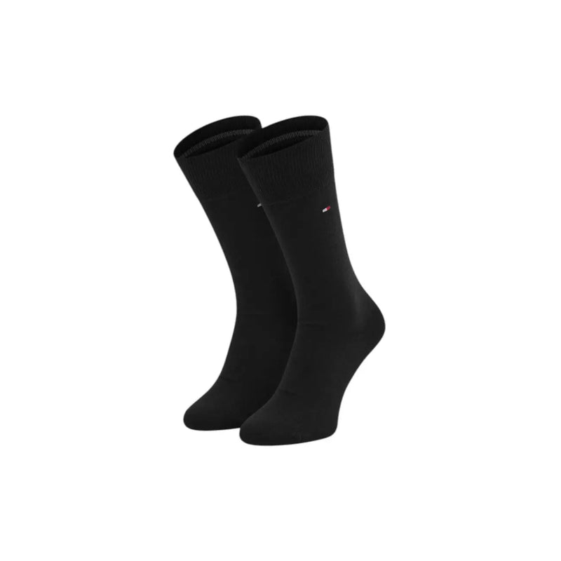 Black tommy hilfiger crew socks with subtle logo made of cotton complementing men cotton underwear black checked slip