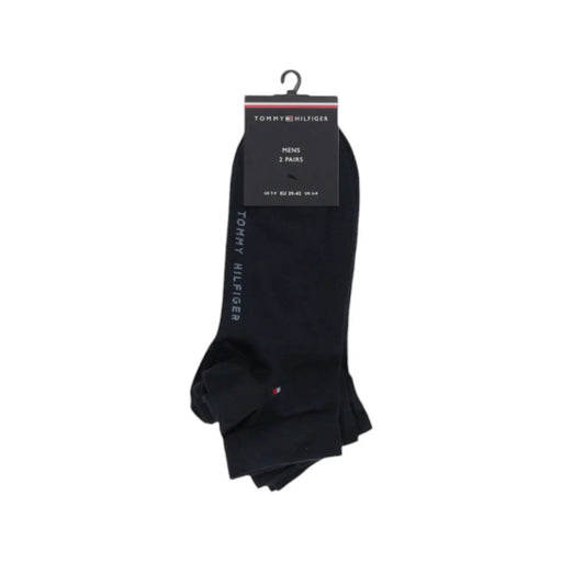 Noir Tommy Hilfiger Chaussettes basses en coton pour homme, avec logo sur le côté et emballage de marque, pour une tenue décontractée