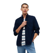 Tommy Hilfiger Chemise en denim bleu marine pour homme, en coton, avec poche poitrine et logo discret sur le col, idéale pour un style décontracté.