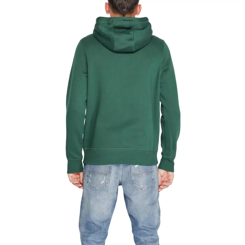 Tommy Hilfiger Sweat à capuche vert en coton pour homme, manches longues, capuche et poignets côtelés