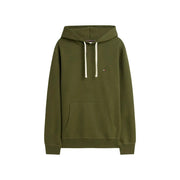 Tommy Hilfiger Sweat à capuche vert en coton pour homme avec cordons de serrage blancs et petit logo brodé sur la poitrine