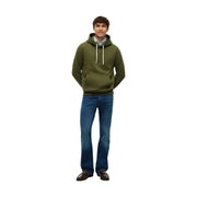 Tommy Hilfiger Sweat à capuche en coton vert pour homme, avec capuche vert olive, cordons blancs et petit logo sur la poitrine