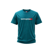 Sarcelle Tommy Hilfiger T-shirt homme vert en coton bio avec logo blanc et rouge sur la poitrine