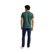 Tommy Hilfiger T-shirt homme vert en coton bio, manches courtes, col rond classique, coupe standard