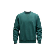 Sweat-shirt Tommy Hilfiger pour homme, vert foncé, en molleton de coton, col rond, avec petit logo sur la poitrine gauche.