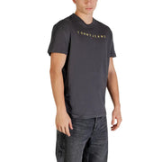 Tommy Hilfiger T-shirt homme en coton bio gris foncé avec logo doré sur la poitrine