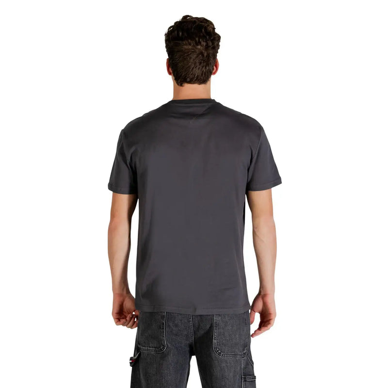 Tommy Hilfiger T-shirt homme gris en coton bio à manches courtes et col rond, vue de face, couleur gris foncé