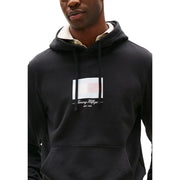 Noir Tommy Hilfiger Sweat à capuche pour homme en coton biologique avec logo brodé à rayures blanches et rouges MW0MW39377
