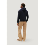 Tommy Hilfiger Sweat à capuche pour homme en coton bleu marine, en maille douce et texturée, avec poignets et ourlet côtelés.