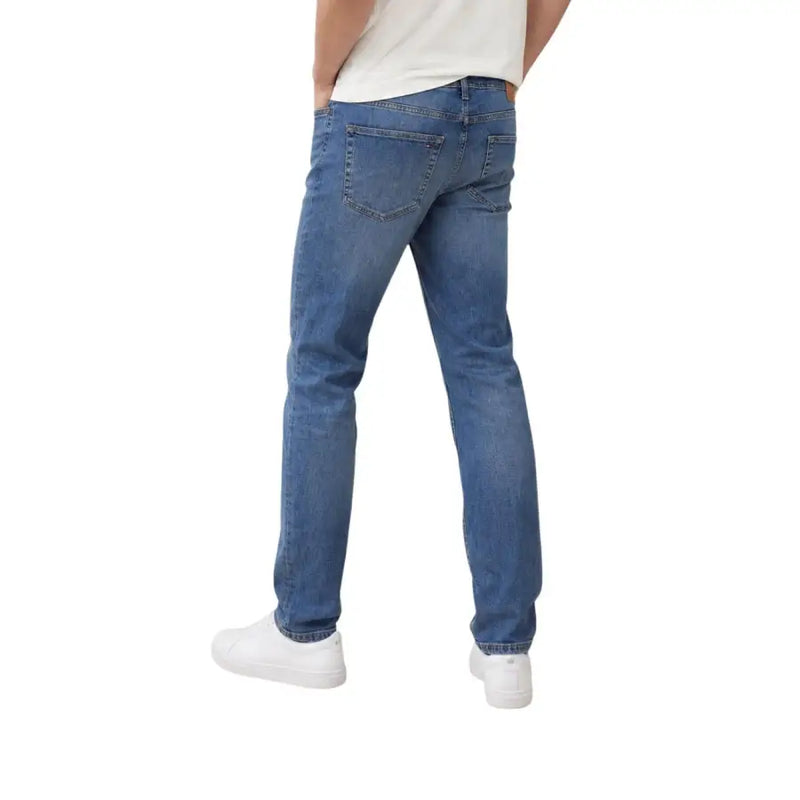Tommy Hilfiger Jean homme Austin slim fuselé en denim de coton bleu avec une coupe droite classique et un délavage subtil