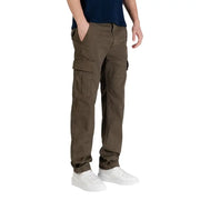 Pantalon cargo kaki à poches multiples et coupe décontractée, en jean vert Tommy Hilfiger pour homme, en coton biologique.