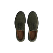 Tommy Hilfiger Mocassins en cuir pour homme, en daim vert olive, à lacets noirs et semelle en caoutchouc foncé.