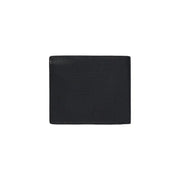 Tommy Hilfiger men leather wallet black 11x9cm with perforated design and precise stitching along the edges