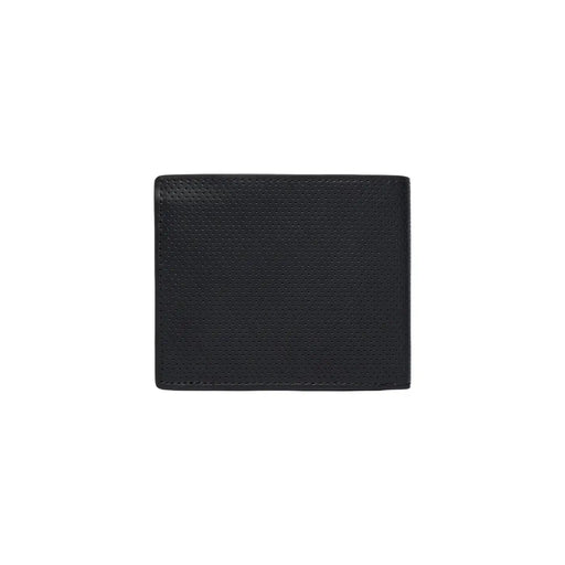 Tommy Hilfiger Portefeuille homme en cuir noir 11x9cm avec motif perforé et coutures soignées sur les bords