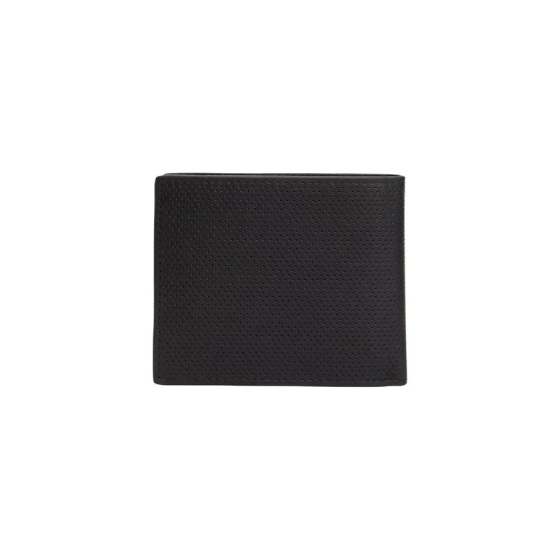 Tommy Hilfiger men leather wallet black with perforated minimalist textured surface measuring w11 x h9.5cm