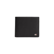 Black perforated leather Tommy Hilfiger men wallet with small logo measuring W11 x H9.5cm