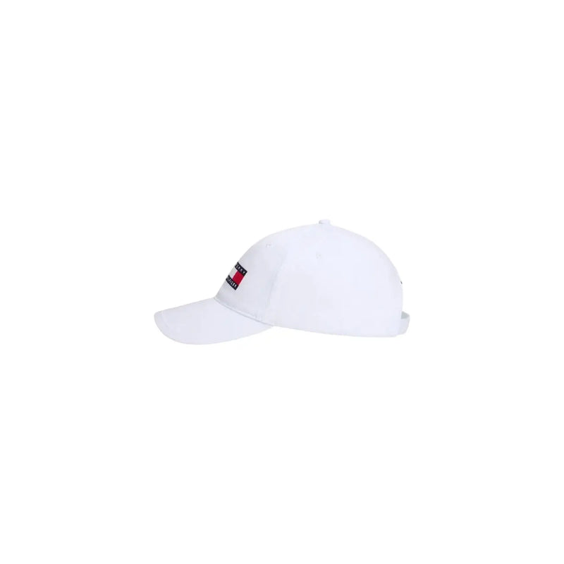 Casquette de baseball blanche Tommy Hilfiger avec écusson logo rouge, blanc et bleu, en coton biologique, taille unique