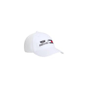 Blanc Tommy Hilfiger Casquette homme en coton biologique avec logo Cadillac Formule 1 noir et écusson drapeau rouge, blanc et bleu