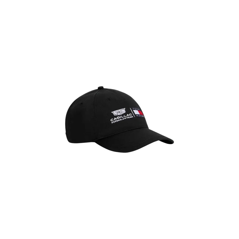 Noir Tommy Hilfiger Casquette homme en coton biologique ornée du logo brodé de l'écurie Cadillac de Formule 1 et d'un drapeau.