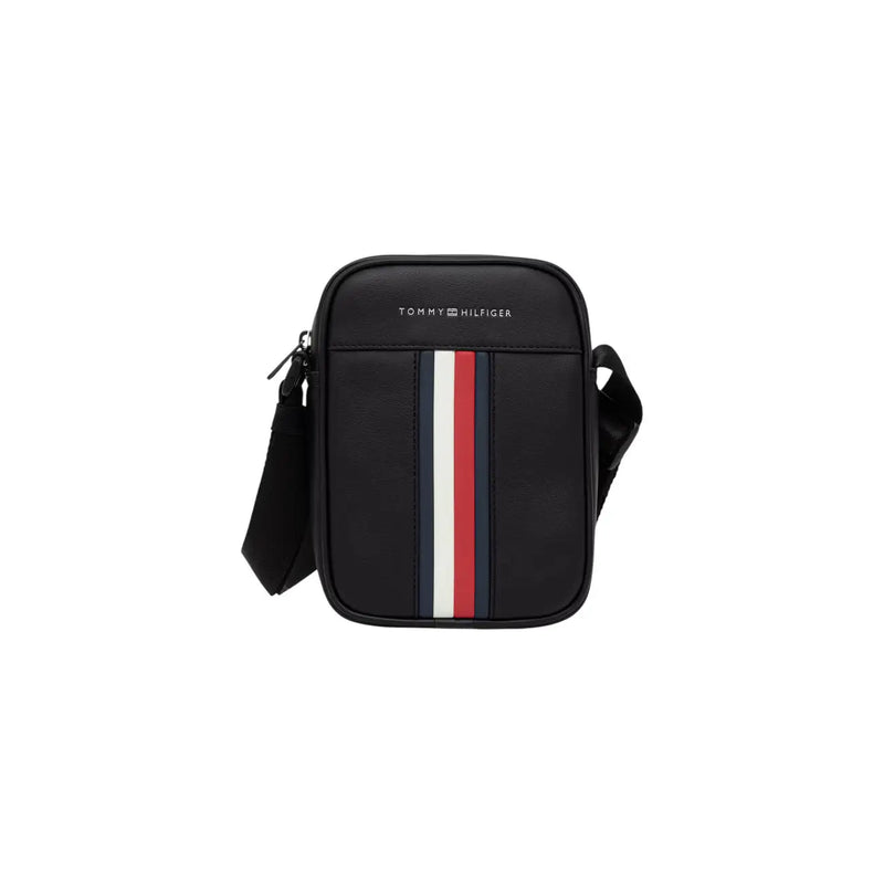 Noir Tommy Hilfiger Sac bandoulière Metro Mini Reporter avec motif à rayures verticales rouges, blanches et marines sur le devant