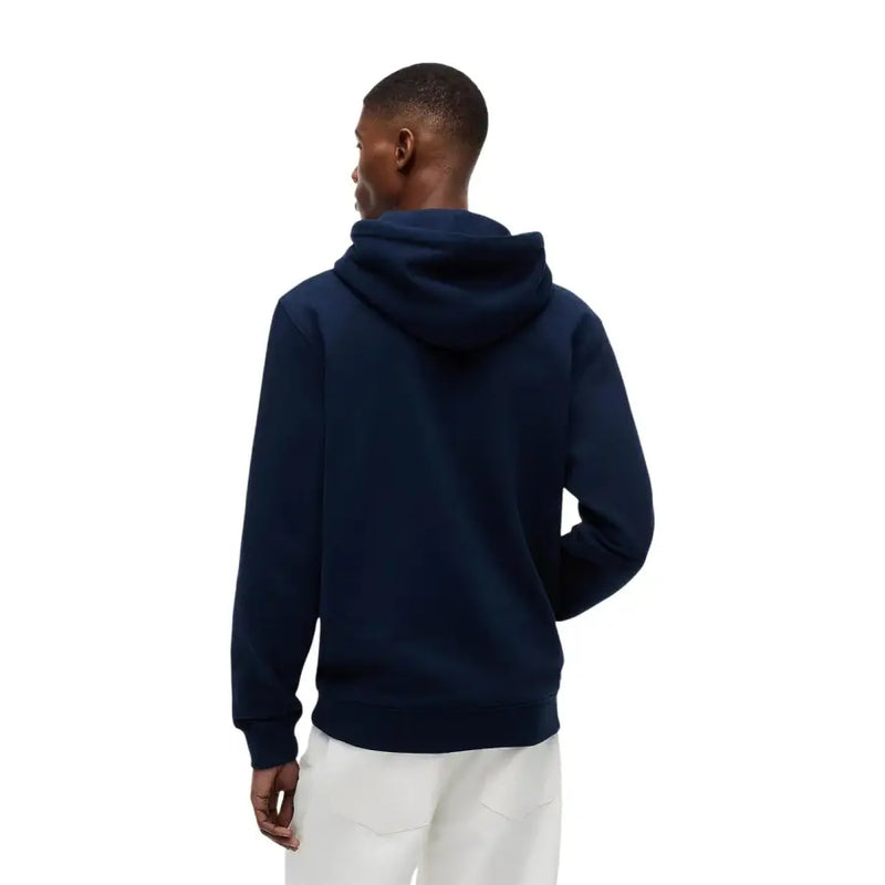 Tommy Hilfiger Sweat à capuche bleu marine en coton biologique pour homme, vue de face, au design minimaliste
