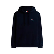 Sweat à capuche noir Tommy Hilfiger en coton biologique, orné d'un petit logo brodé sur la poitrine et d'une capuche à cordon assortie.