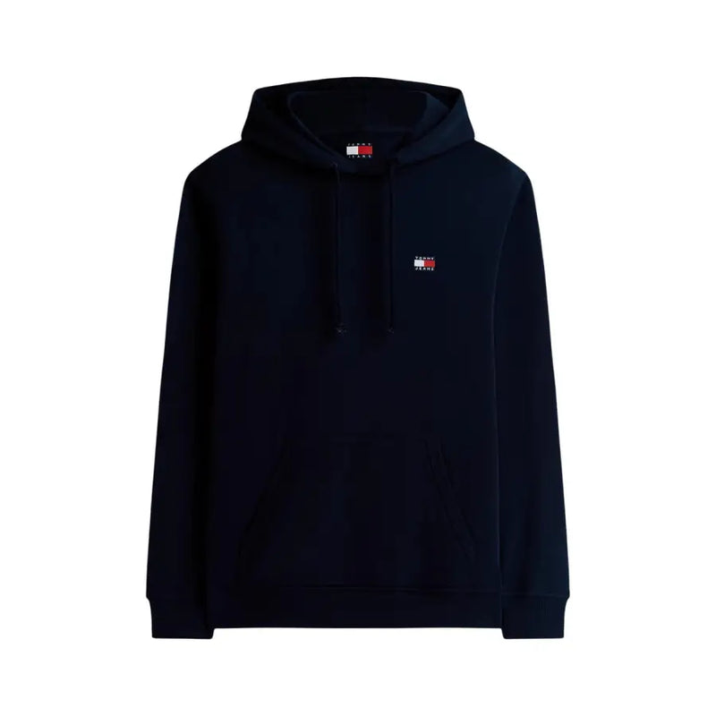 Sweat à capuche noir Tommy Hilfiger en coton biologique, orné d'un petit logo brodé sur la poitrine et d'une capuche à cordon assortie.