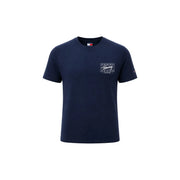 bleu marine Tommy Hilfiger coton biologique pour hommes t-shirt avec un logo à motif quadrillé blanc sur la poitrine