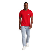 Tommy Hilfiger T-shirt rouge homme en coton bio, manches courtes, avec un petit logo sur la poitrine