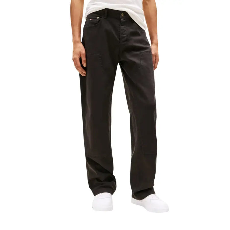 Black denim jeans with a relaxed fit and classic five-pocket design made from organic cotton stretch by tommy hilfiger