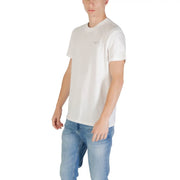 Tommy Hilfiger T-shirt homme beige en coton bio à col rond avec petit logo brodé sur la poitrine gauche