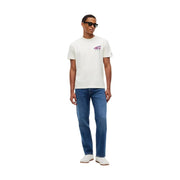 T-shirt Tommy Hilfiger pour homme en coton bio blanc, orné d'un discret logo violet sur la poitrine.