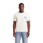 T-shirt à manches courtes Tommy Hilfiger pour homme, couleur crème, en coton biologique, avec un imprimé graphique discret sur la poitrine.