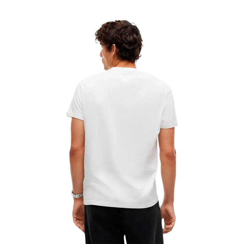 Tommy Hilfiger T-shirt blanc à col rond et manches courtes en coton biologique pour homme, idéal pour une tenue décontractée.