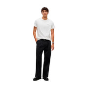 Tommy Hilfiger T-shirt blanc à manches courtes et col rond en coton biologique pour homme, avec petit logo brodé sur la poitrine gauche.