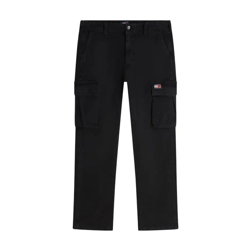 Noir Tommy Hilfiger Jean Otis pour homme en toile, coupe droite classique, poches latérales avec écusson logo.
