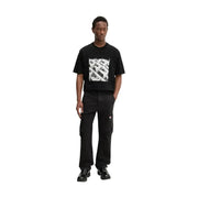 Jean Tommy Hilfiger Otis Canvas pour homme en coton et lycra noir, avec manches courtes noires t-shirt avec un motif géométrique blanc audacieux