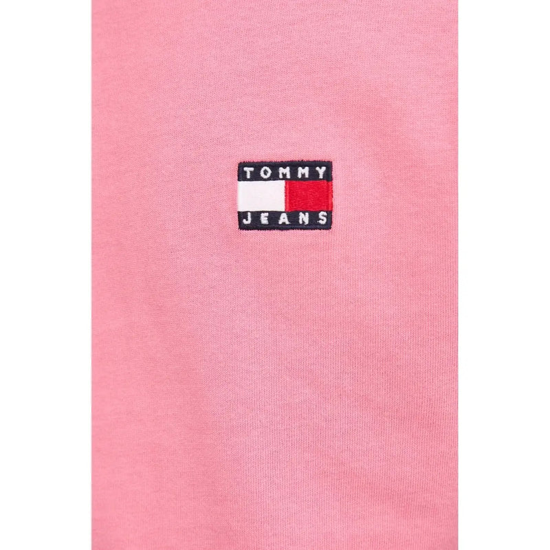 Tommy Hilfiger T-shirt rose en coton biologique pour homme avec écusson logo brodé classique à rayures noires, blanches et rouges