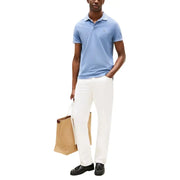 bleu clair Tommy Hilfiger Polo homme à manches courtes en coton avec petit logo brodé sur la poitrine
